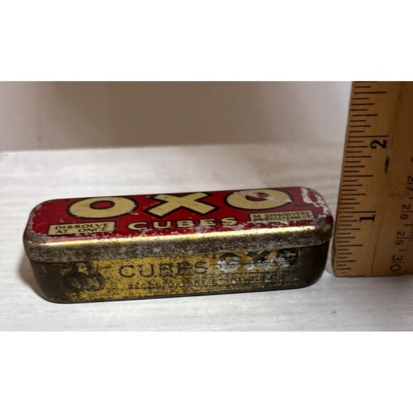 Vintage OXO Cubes Tin Box Red & Gold Retro Advertising Design - Picture 10 of 10
